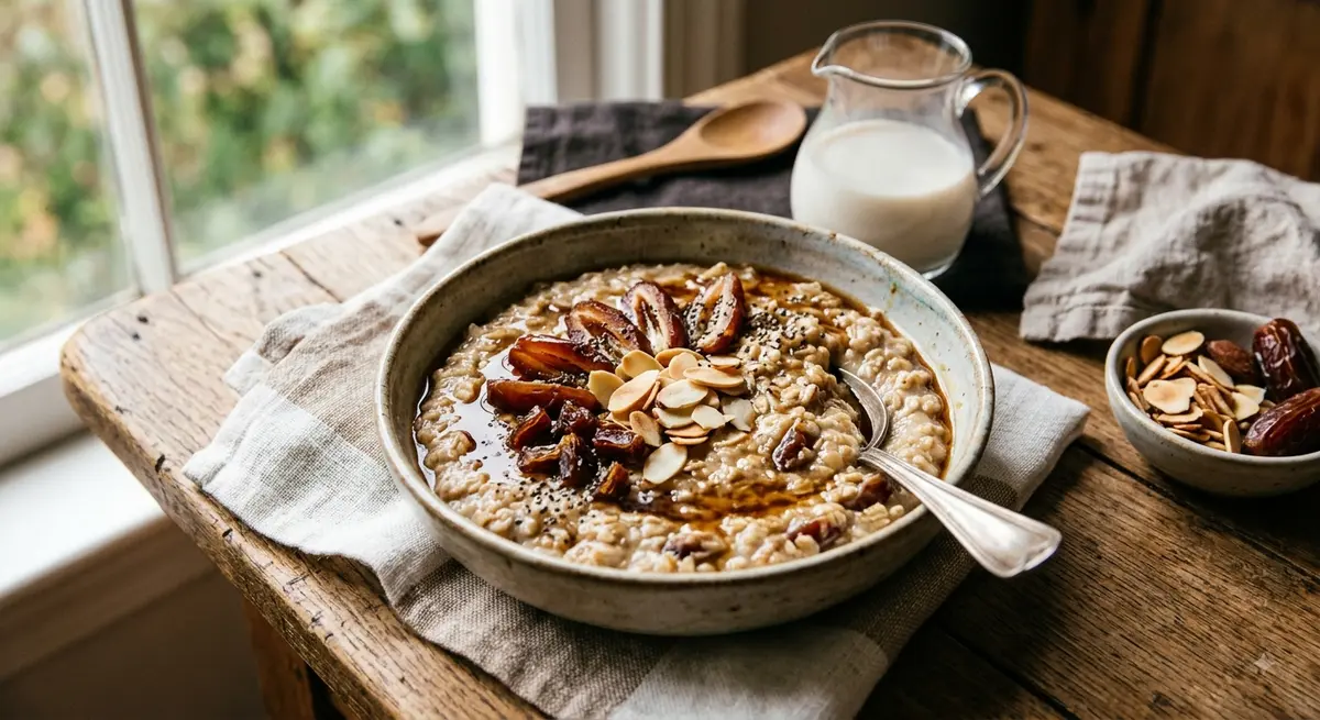 Almond Milk Date Oatmeal Bowl